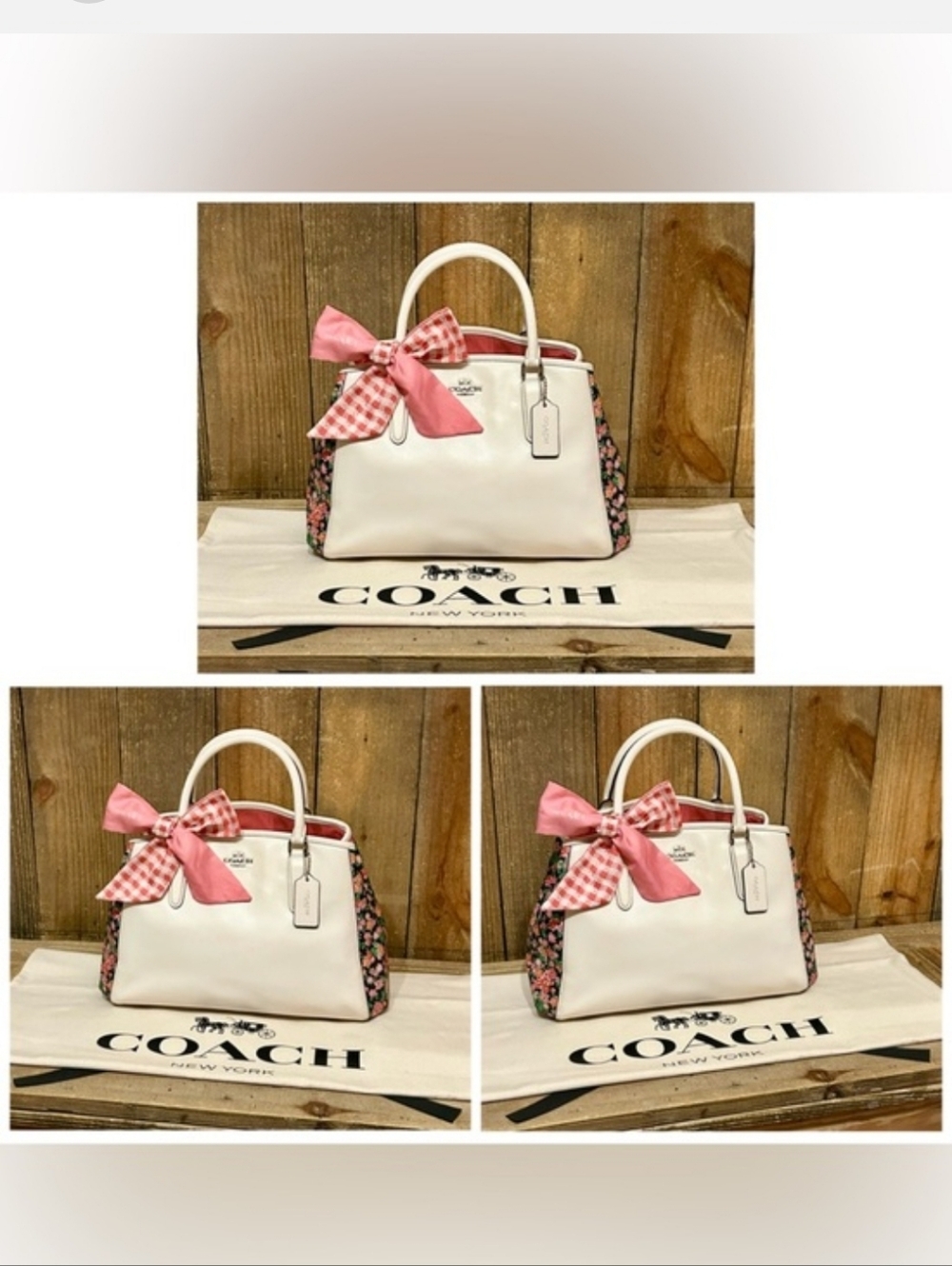 Coach Chelsea Small Cream Satchel with Floral Side Panels 2016 EUC - Picture 4 of 7